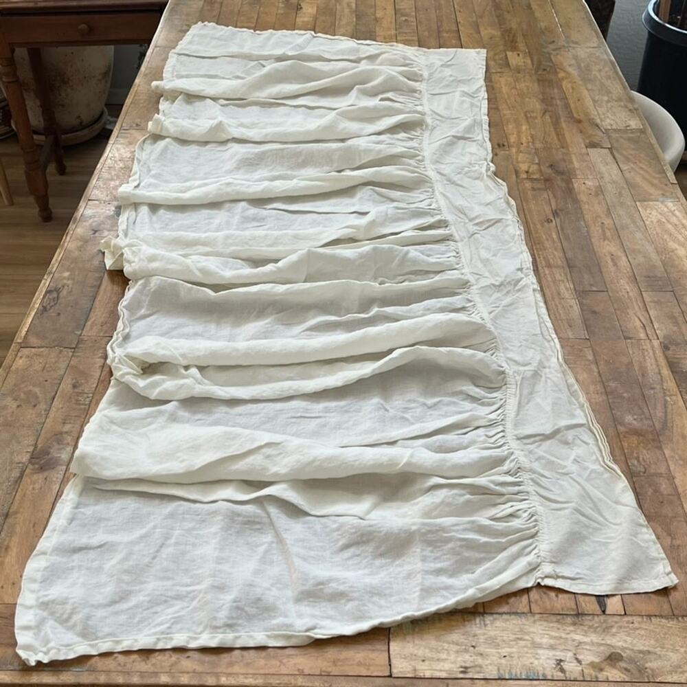 Bella Notte Linen Full Queen Ivory Gathered End Panel Bed Skirt Ruffle
